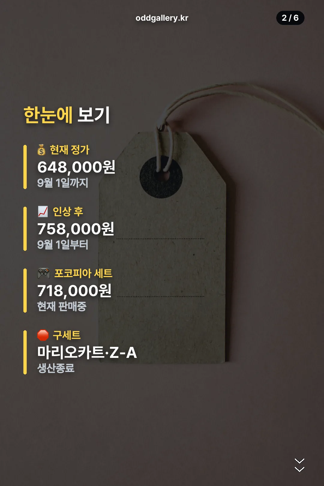 정가 인상 요약