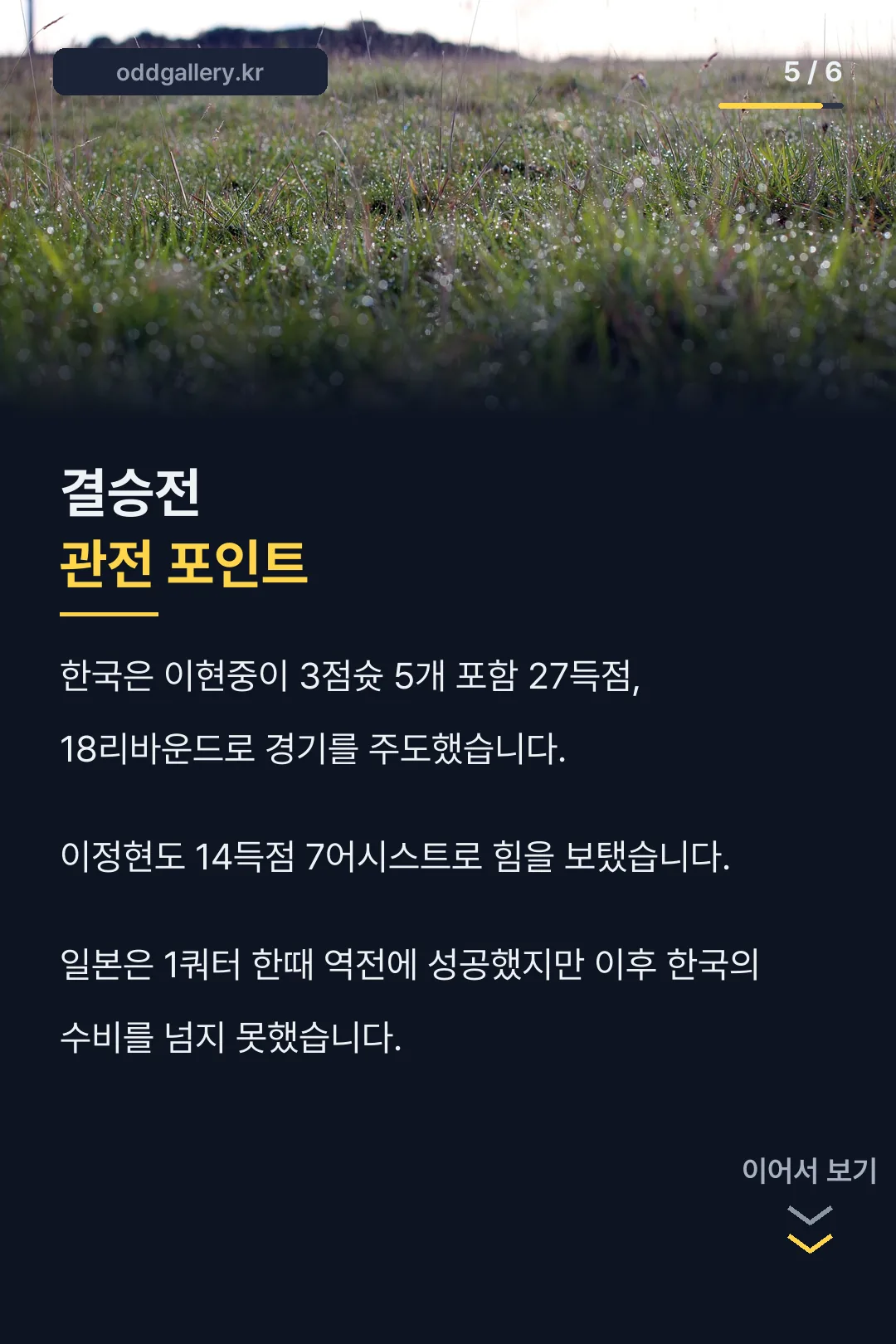 결승전 관전 포인트