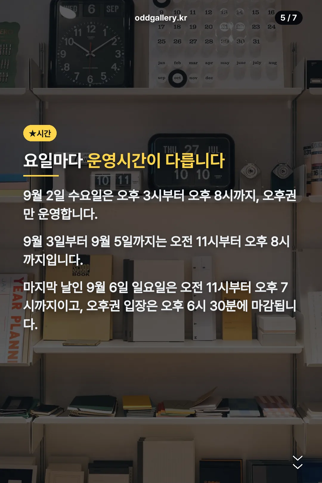 요일별 운영시간