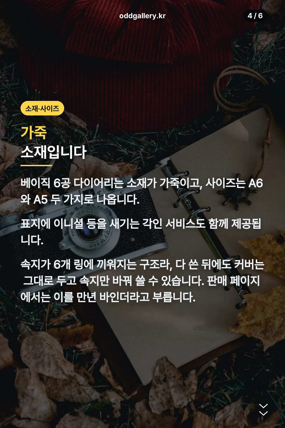 베이직 6공 다이어리 소재